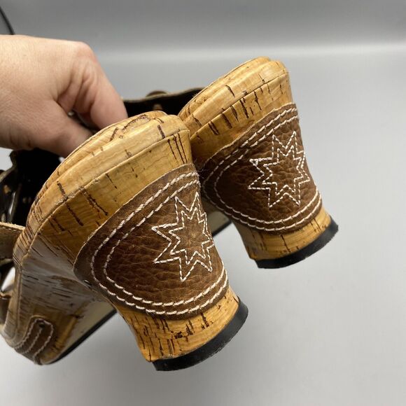Sonora Sandals Slides Western Leather Womens‎ Size 8 Concho Embellished Mules - Picture 4 of 10